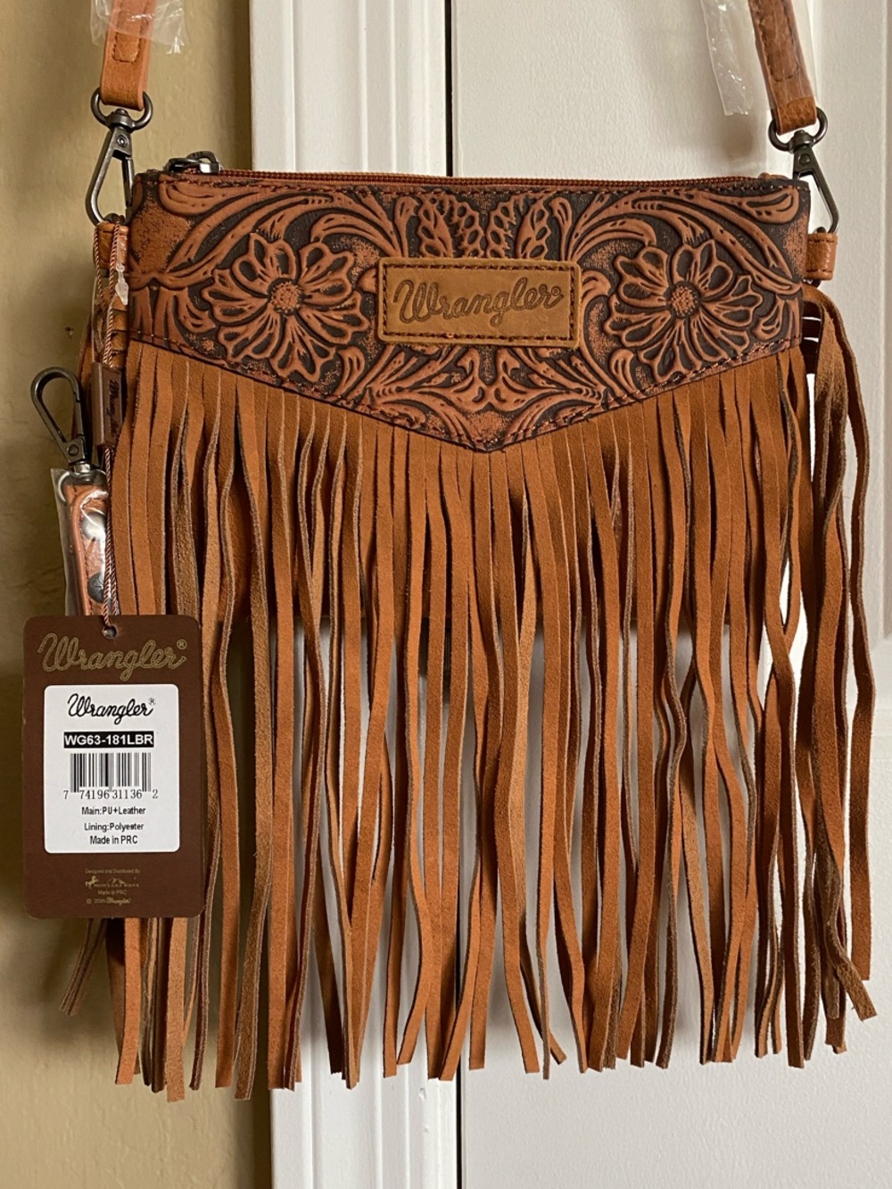 NWT Wrangler Tooled Floral Fringe Crossbody Bag & Wristlet Wallet Western Boho